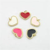 Colorful Enamel Pendant Heart CZ Charm 10pcs