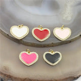 Colorful Enamel Pendant Heart CZ Charm 10pcs