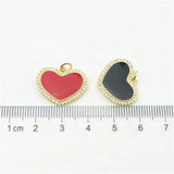 Colorful Enamel Pendant Heart CZ Charm 10pcs