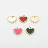 Colorful Enamel Pendant Heart CZ Charm 10pcs