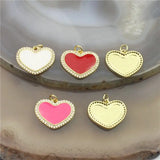Colorful Enamel Pendant Heart CZ Charm 10pcs