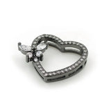 Micro Pave Clear CZ Hollow Heart Butterfly Beads 20x16mm