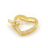 Micro Pave Clear CZ Hollow Heart Butterfly Beads 20x16mm
