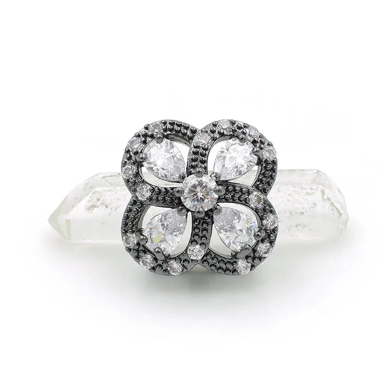 Micro Pave Clear CZ Clover Beads for DIY Bracelets or Necklaces