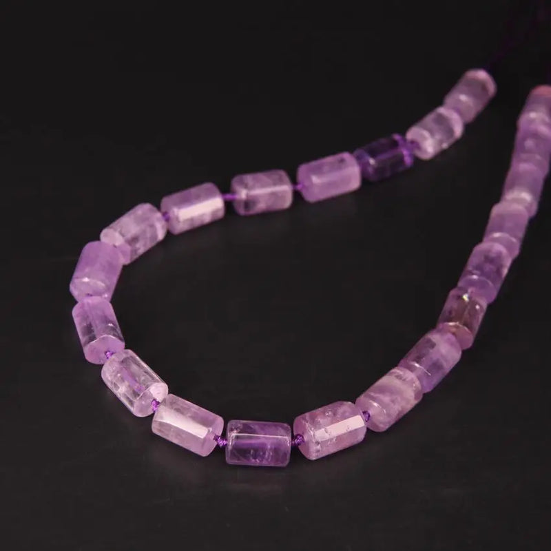 Faceted Light Amethysts Cylinder Nugget Pendant Beads 20-21pcs/strand