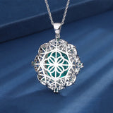 Vintage 925 Silver Emerald Violet Tourmaline Pendant Necklace