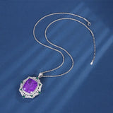 Vintage 925 Silver Emerald Violet Tourmaline Pendant Necklace
