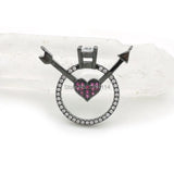 Micro Pave Clear&Red CZ Ring Heart Arrow Charm Of Double Circles
