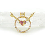 Micro Pave Clear&Red CZ Ring Heart Arrow Charm Of Double Circles