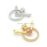 Micro Pave Clear&Red CZ Ring Heart Arrow Charm Of Double Circles