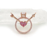 Micro Pave Clear&Red CZ Ring Heart Arrow Charm Of Double Circles