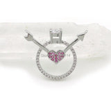 Micro Pave Clear&Red CZ Ring Heart Arrow Charm Of Double Circles