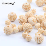 Natural Round Wooden Beads for DIY Pacifier Chain Teeth Chain