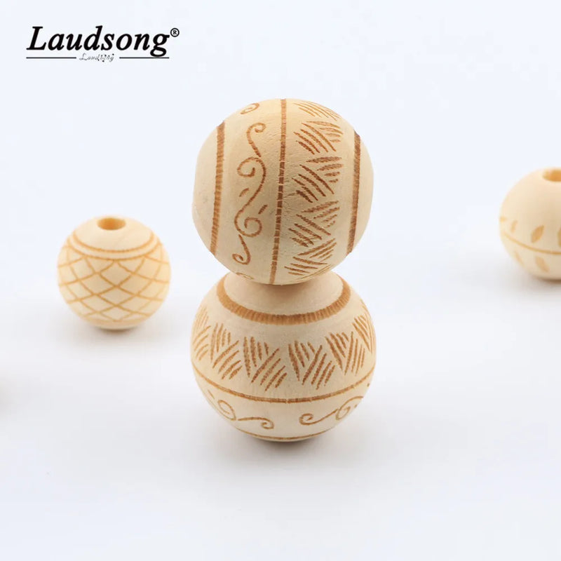 Natural Round Wooden Beads for DIY Pacifier Chain Teeth Chain