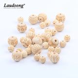 Natural Round Wooden Beads for DIY Pacifier Chain Teeth Chain
