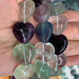 20/25mm Natural Fluorite Stone Beads 15'' Heart DIY Loose Beads