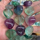 20/25mm Natural Fluorite Stone Beads 15'' Heart DIY Loose Beads