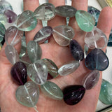 20/25mm Natural Fluorite Stone Beads 15'' Heart DIY Loose Beads