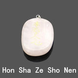 Natural Pink Crystal Stone Carving Religious Reiki Symbol Pendant