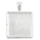 Silver Plated Square Pendant Trays for 18mm Cabochons - C1661