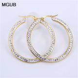 Crystal Hoop Earrings Stainless Steel Women Jewelry