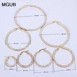 Crystal Hoop Earrings Stainless Steel Women Jewelry