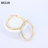 Crystal Hoop Earrings Stainless Steel Women Jewelry