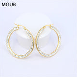 Crystal Hoop Earrings Stainless Steel Women Jewelry