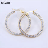 Crystal Hoop Earrings Stainless Steel Women Jewelry