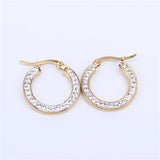 Crystal Hoop Earrings Stainless Steel Women Jewelry