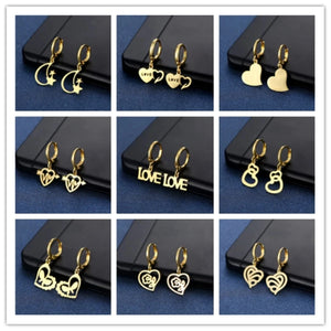 20/30/50 Pairs High Stainless Steel Hoop Earring Love Jewelry For Women