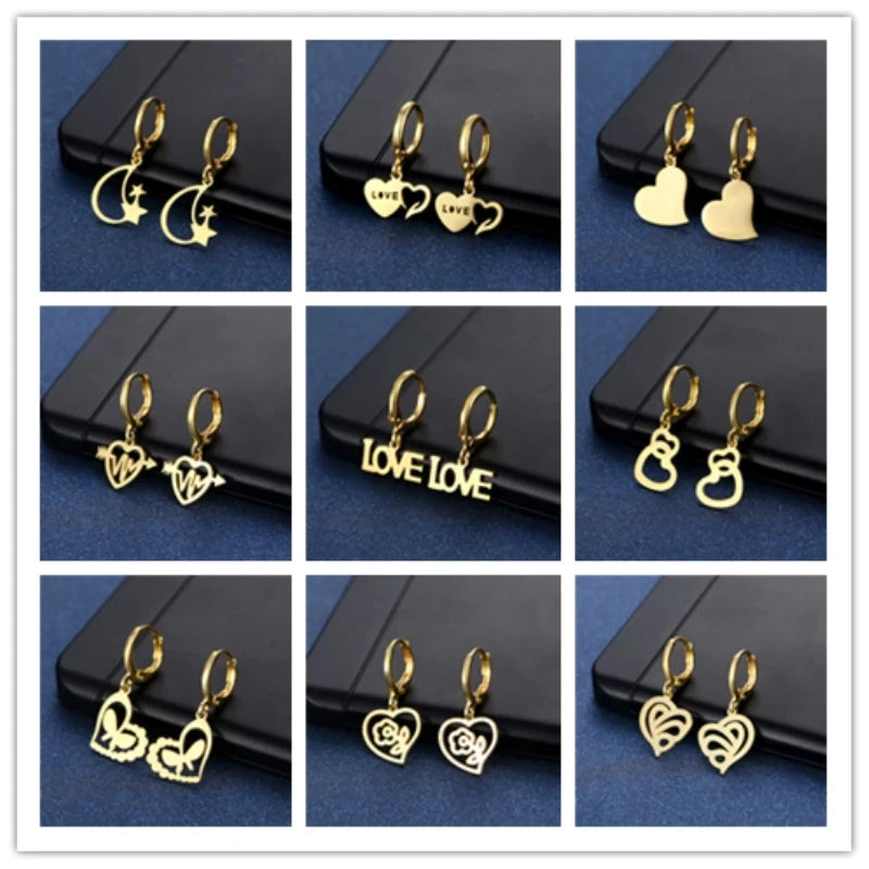20/30/50 Pairs High Stainless Steel Hoop Earring Love Jewelry For Women