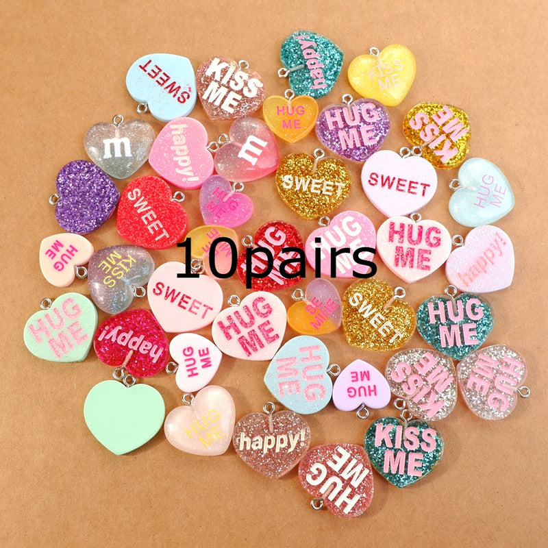Random Heart Set Charms for Jewelry Making - 20/30/60/100Pcs/Lot