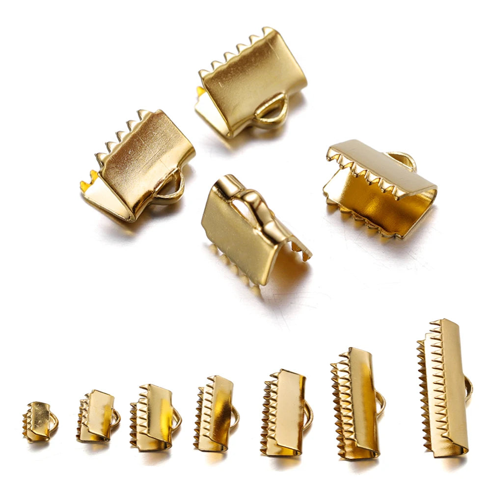 Stainless Steel Crimp End Bead Buckle Tip Clasp Connectors for Jewelry Making