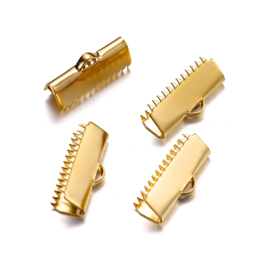 Stainless Steel Crimp End Bead Buckle Tip Clasp Connectors for Jewelry Making