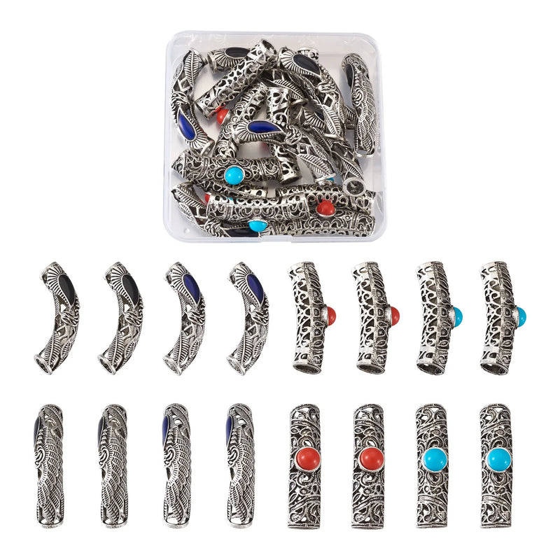 20~30Pcs Tibetan Style Long Tube Hollow Spacer Beads DIY Jewelry Findings