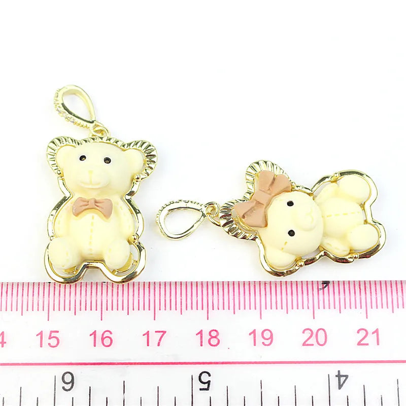 10pcs Lovely Colorful Bear Shape Resin Pendant Jewelry Making Accessories