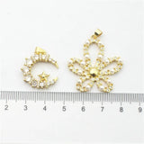 Lovely cz flower/moon/star pendant, cz charm, 10pcs/lot