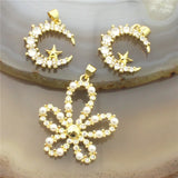 Lovely cz flower/moon/star pendant, cz charm, 10pcs/lot