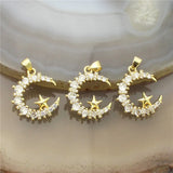 Lovely cz flower/moon/star pendant, cz charm, 10pcs/lot
