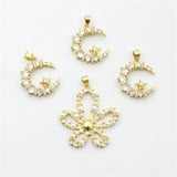 Lovely cz flower/moon/star pendant, cz charm, 10pcs/lot