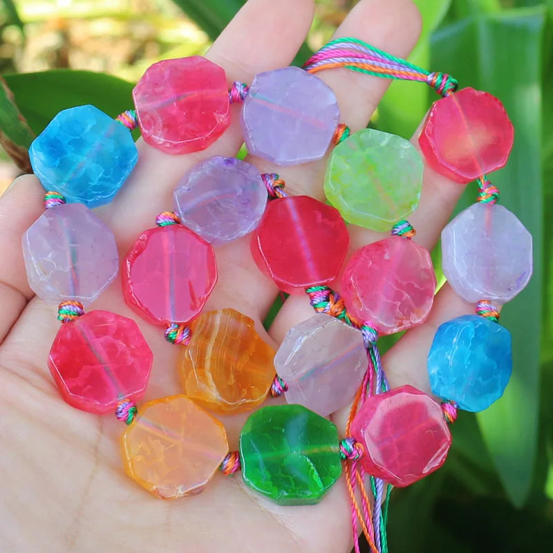 Natural Agate Faceted Multicolor Loose Beads 16inch
