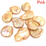 Natural Pink Coin Pearls 20-30mm Flat Baroque No Hole Loose