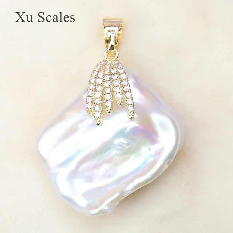 20-30mm Natural Freshwater Extra Large Baroque Aurora Pearl Pendant