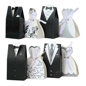 Bride And Groom Candy Box Wedding Favor Sweet Bags With Ribbon