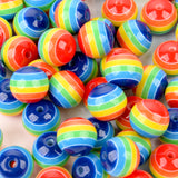 Rainbow Beads Round Stripe Mixed Resin DIY Jewelry Making 12/14/15mm