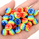 Rainbow Beads Round Stripe Mixed Resin DIY Jewelry Making 12/14/15mm