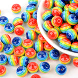 Rainbow Beads Round Stripe Mixed Resin DIY Jewelry Making 12/14/15mm