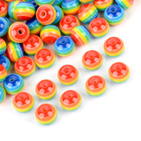 Rainbow Beads Round Stripe Mixed Resin DIY Jewelry Making 12/14/15mm