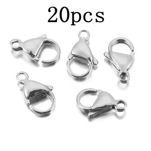 20-30pcs Stainless Steel Lobster Claw Clasps for DIY Jewelry Making